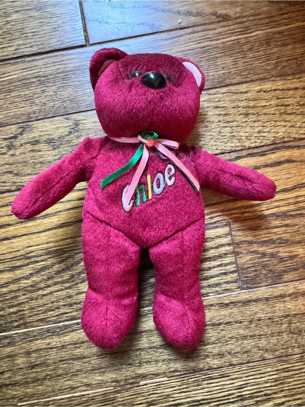 Chloe Pink Plush Bear with Ribbon Accent